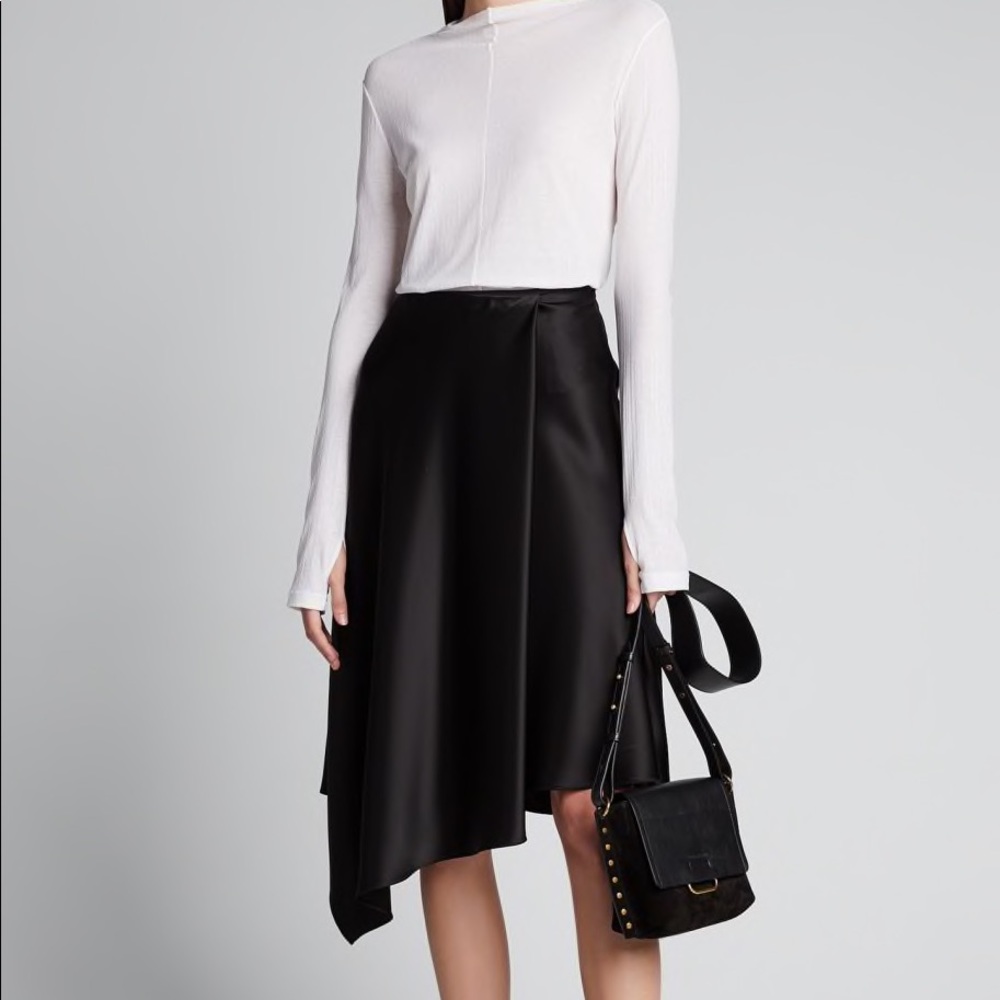 Alice and Olivia black silk midi skirt NWT